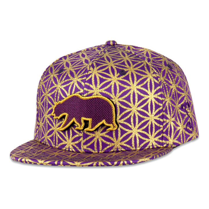 Removable Bear Flower of Life Royal Snapback Hat