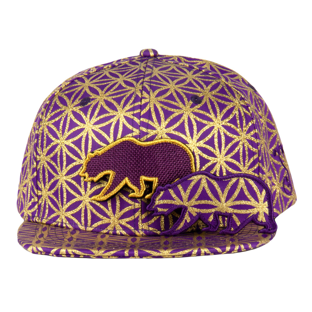 Removable Bear Flower of Life Royal Snapback Hat