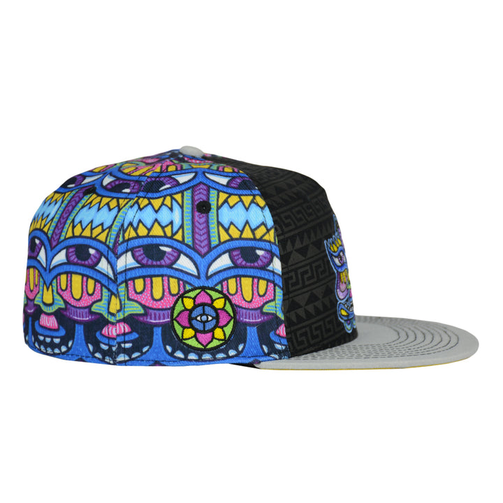 Gorro ajustado con estampado azul Harmoneyes de Chris Dyer