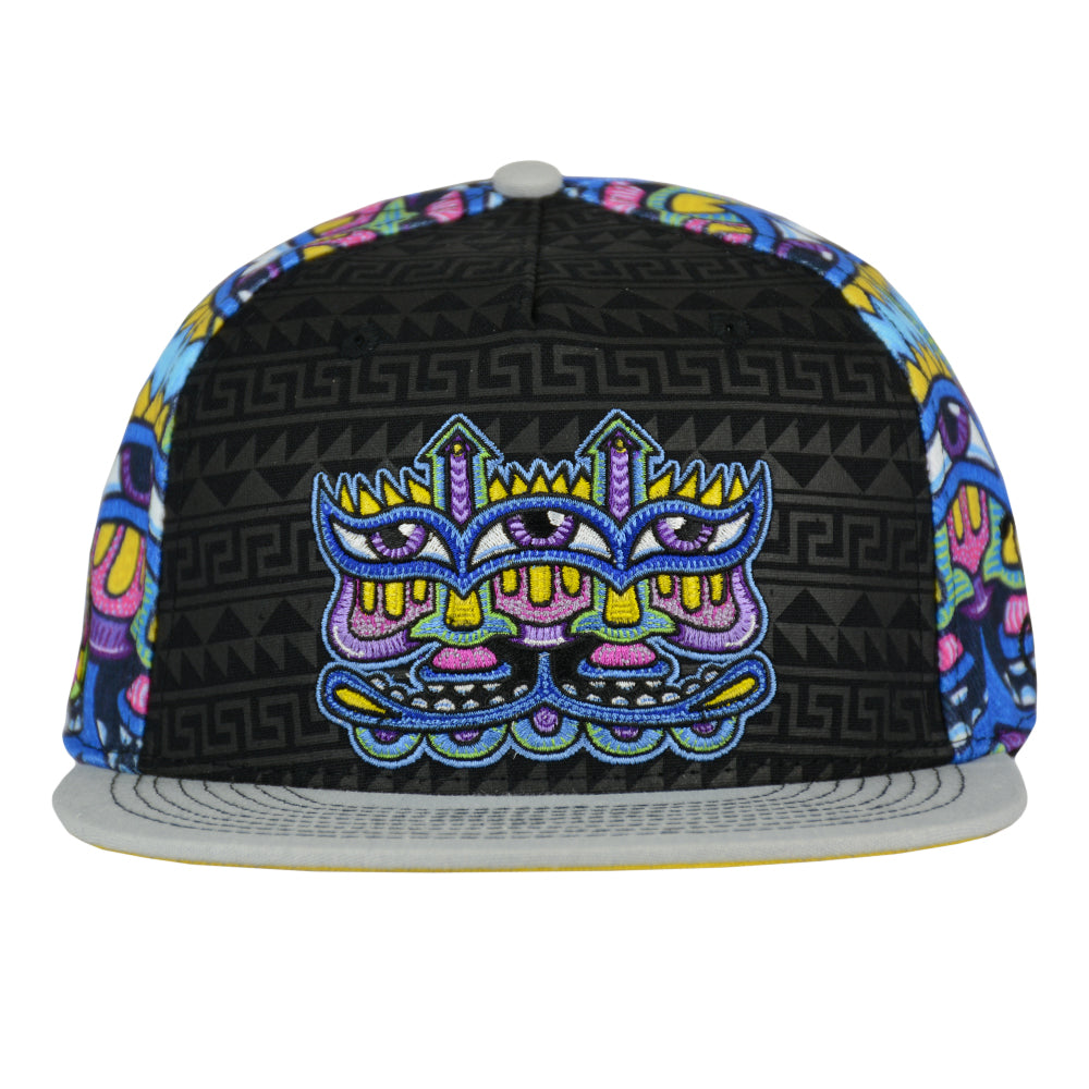 Gorro ajustado con estampado azul Harmoneyes de Chris Dyer