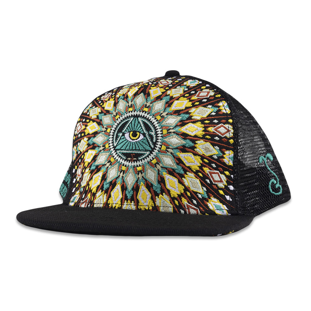 Mesh Back Eyes Snapback Hat