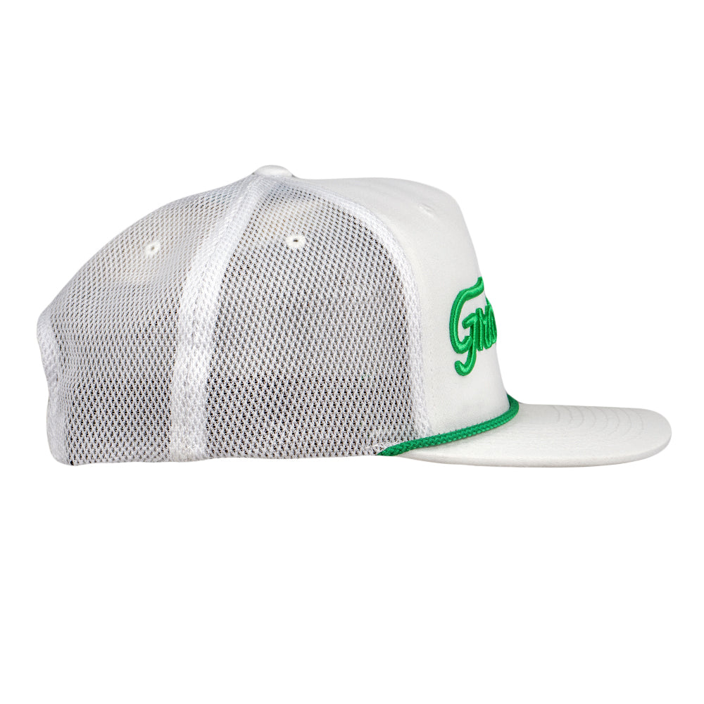 Gorra de malla blanca con cierre a presión Golfroots Script